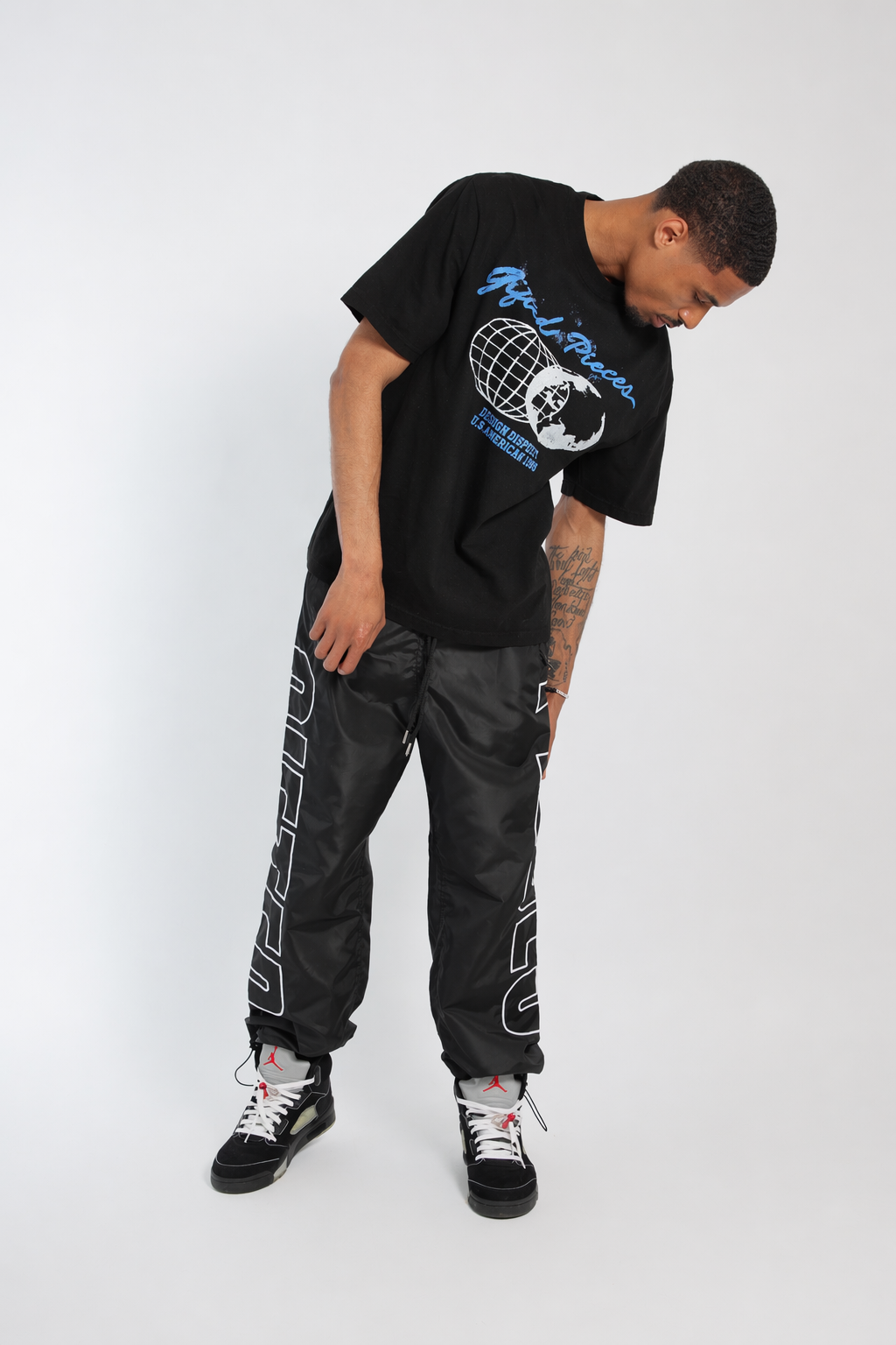 GP Black Nylon Track Pants